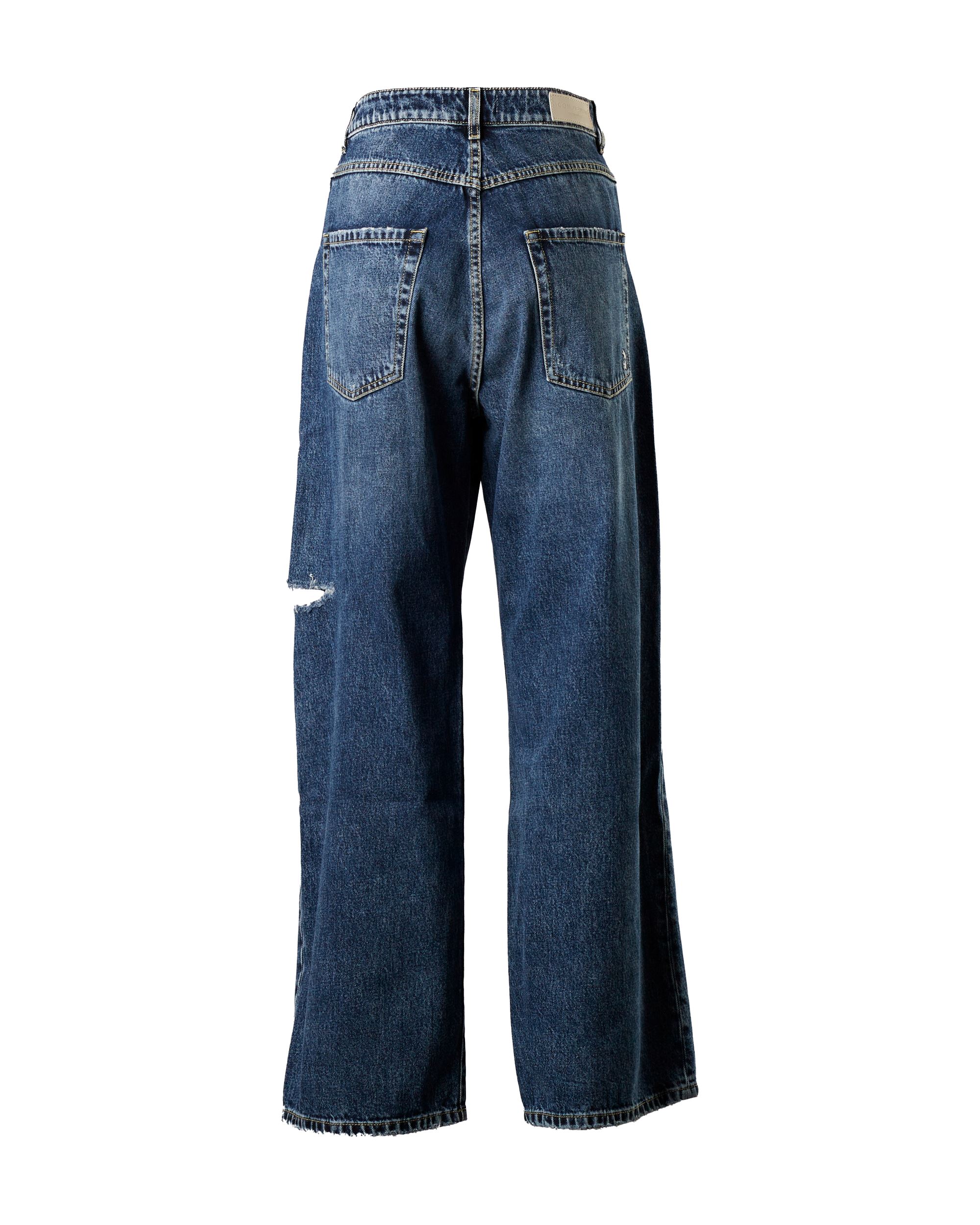 Shop Icon Denim Wide Leg Blue Jeans With Rips