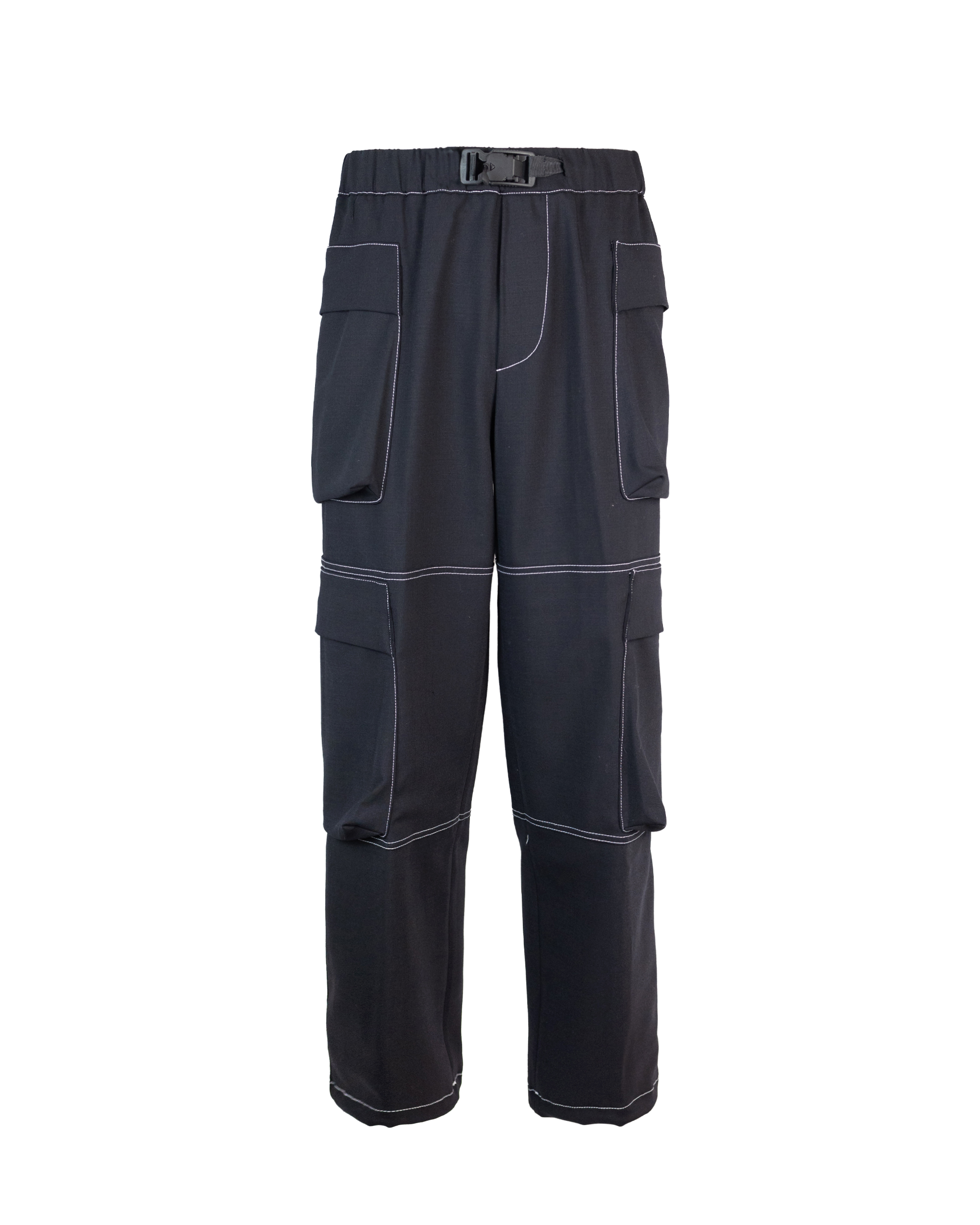 Shop Bonsai Clothing Pantalone Double Cargo In Blackblack
