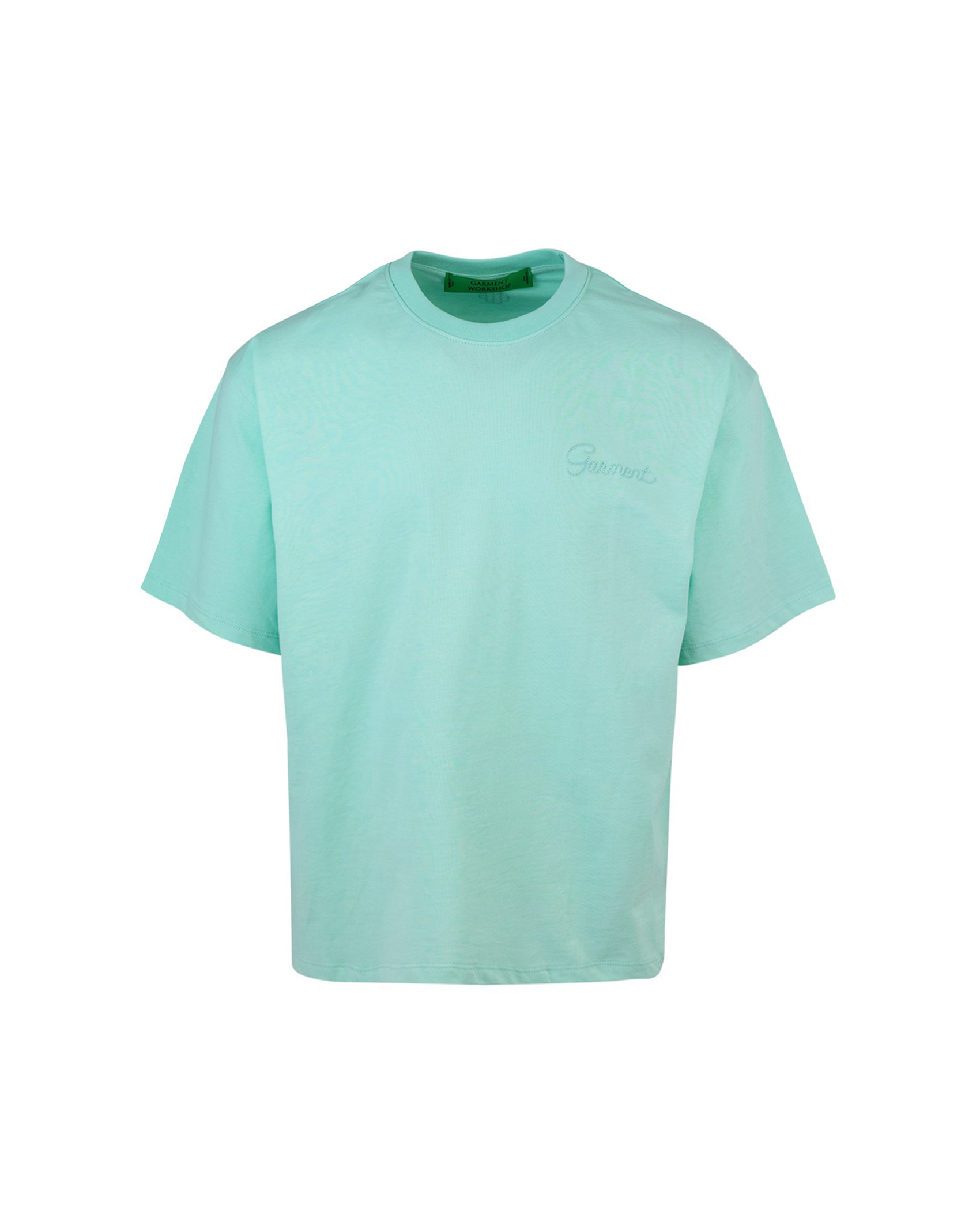 Garment Workshop T-shirt Basica Con Ricamo Verde Acqua In Gw029viridian Green
