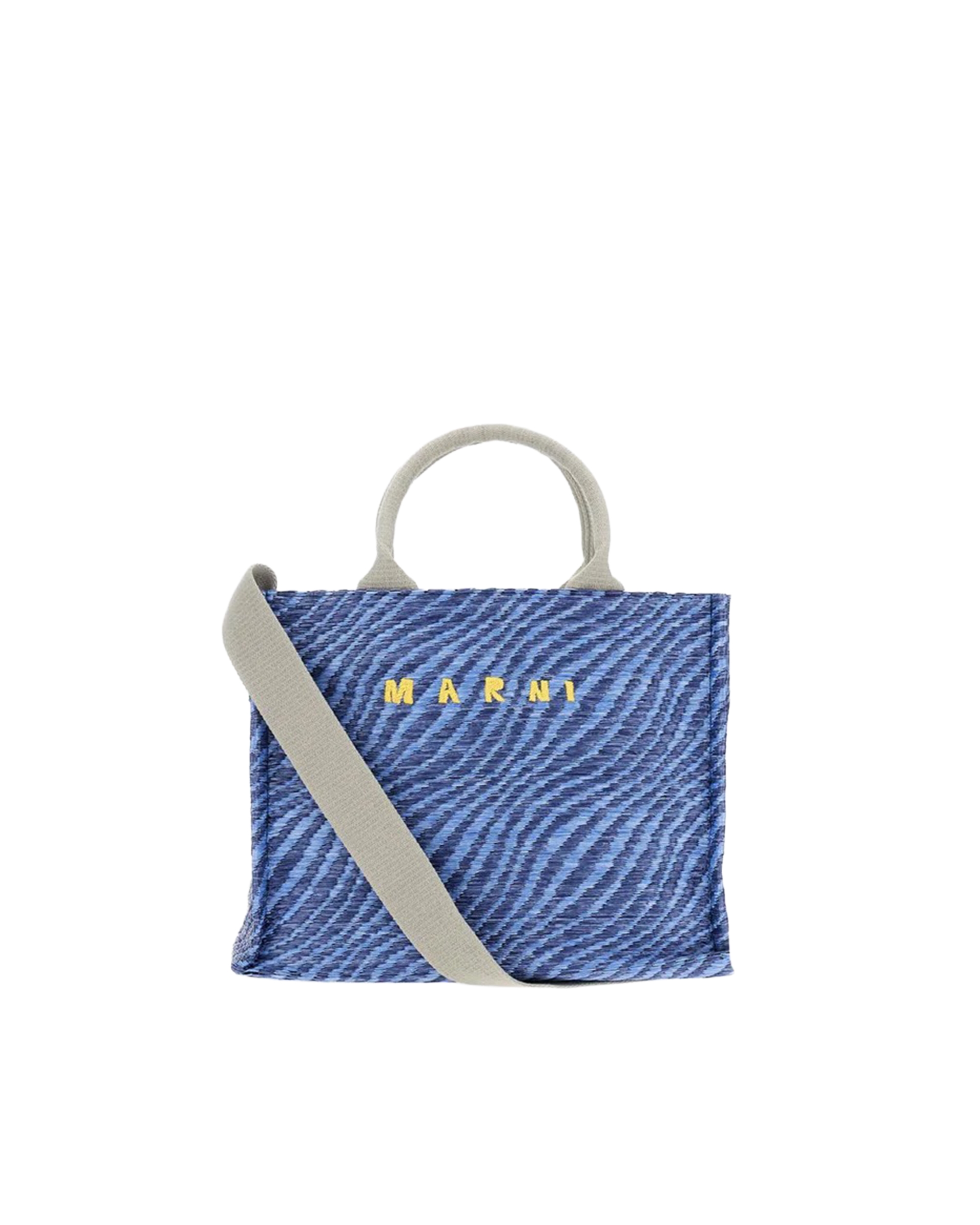 Borsa Tote Piccola In Tessuto Effetto Rafia Vivid Blu
