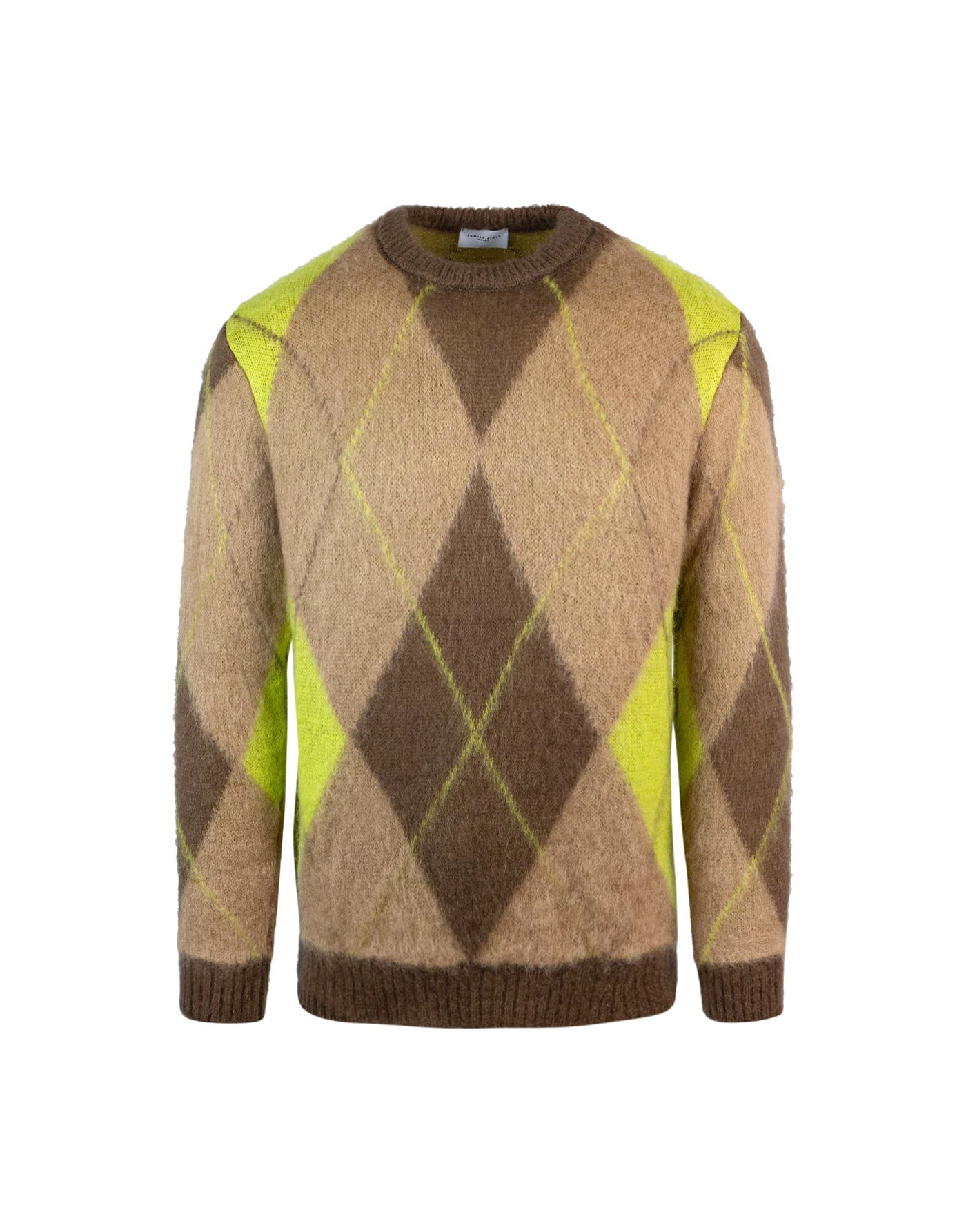 Shop Family First Milano Diamond Crew Neck Sweater In Bnbrown