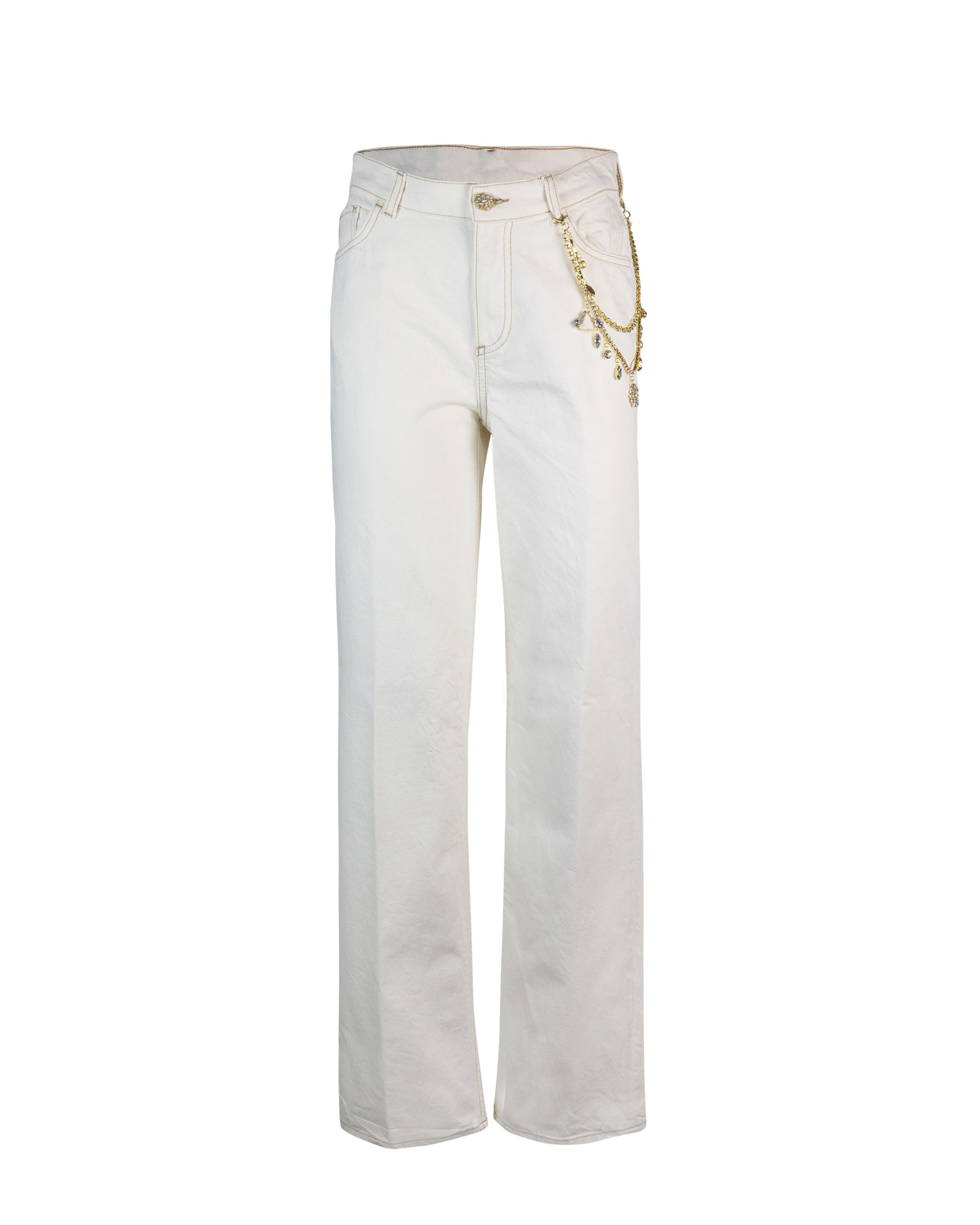 Shop Liu •jo Wide Jeans With Jewel Chain In 10701