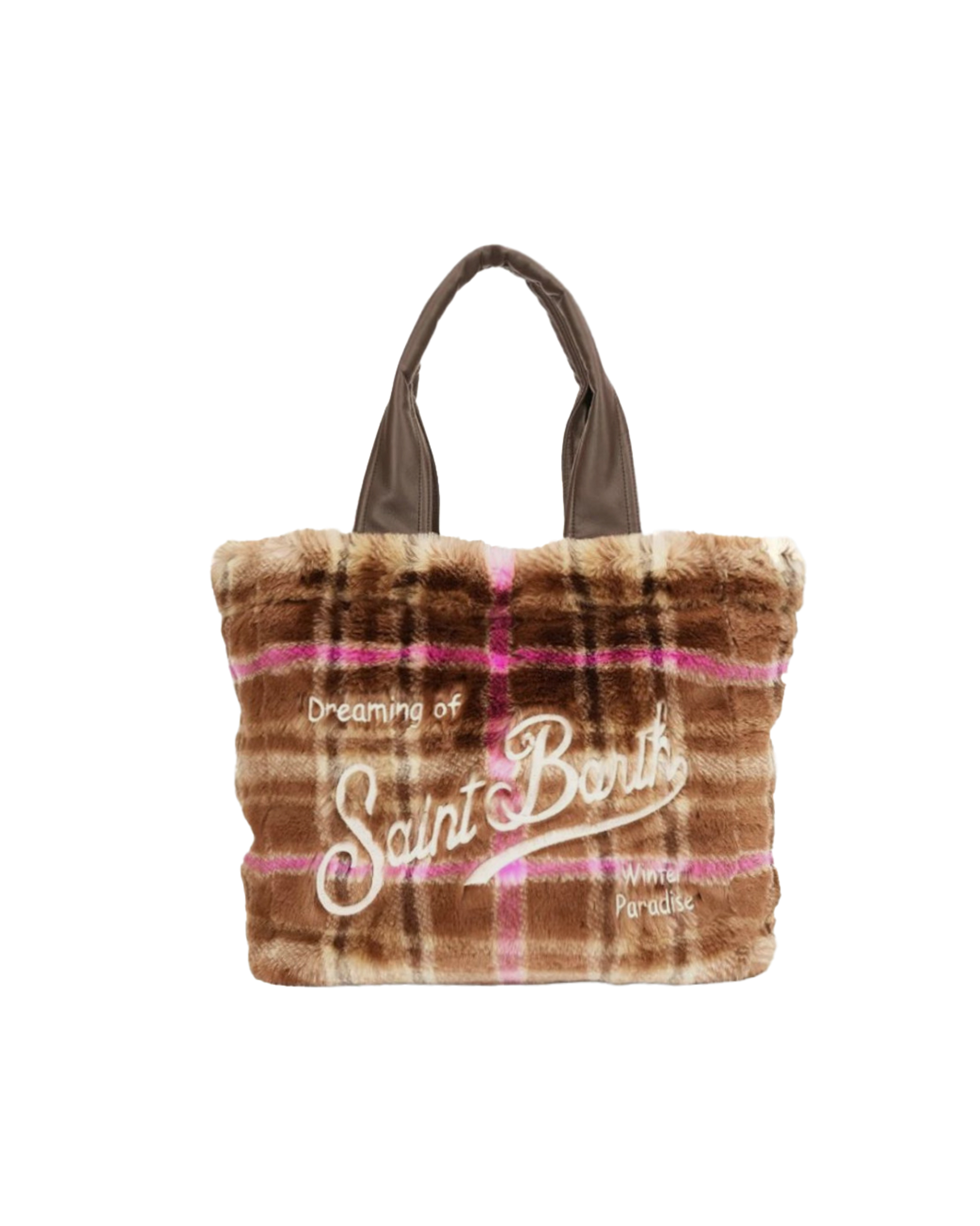 Shop Mc2 Saint Barth Camel Soft Check Vanity Bag In 00096e