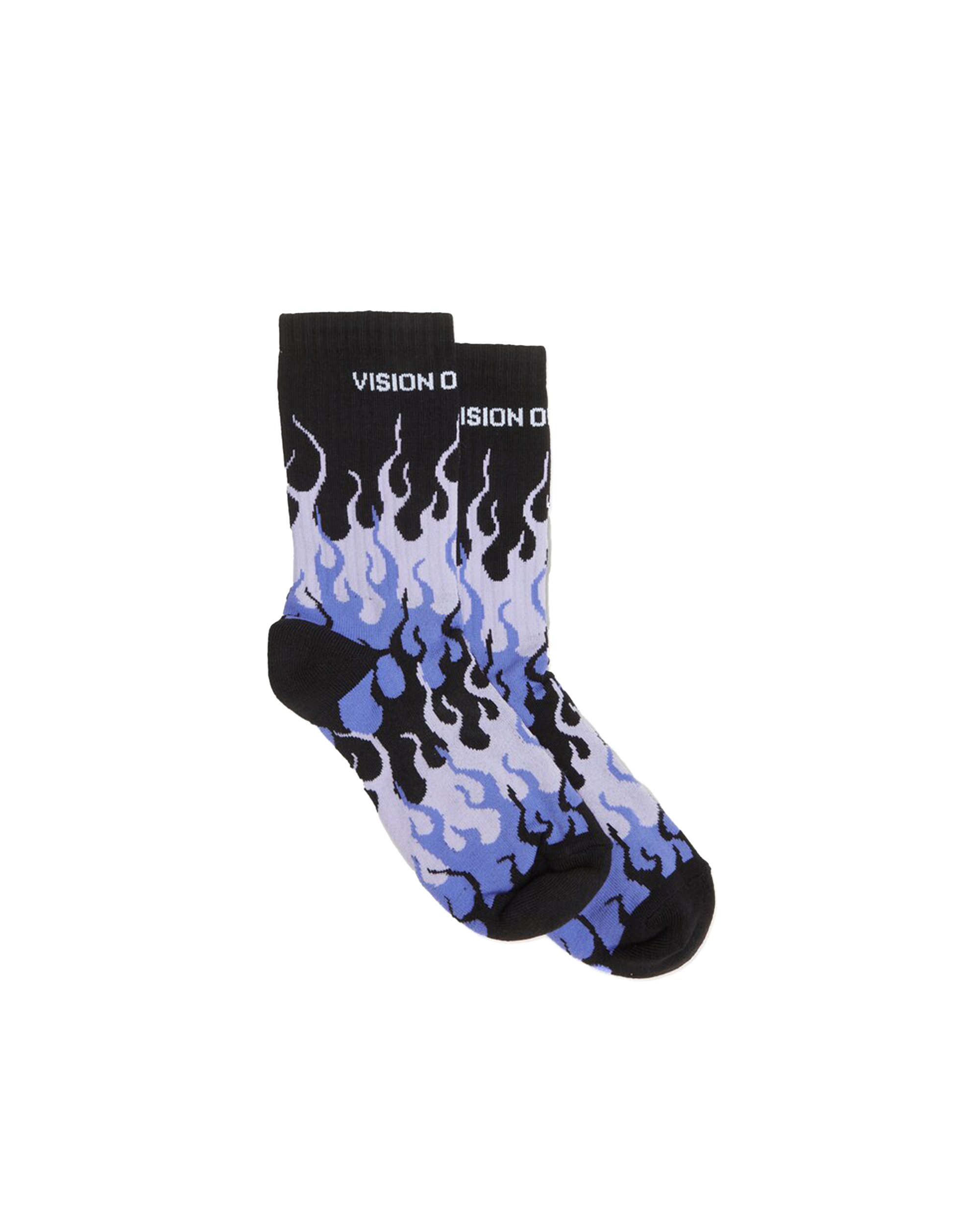 Shop Vision Of Super Socks Purple Flames In Black
