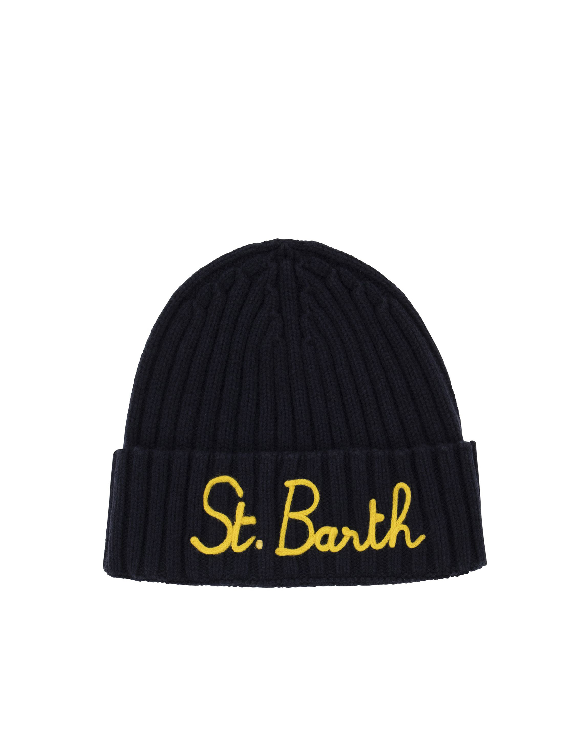 Shop Mc2 Saint Barth Black Beanie With Embroidery In 11554e