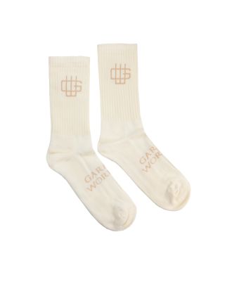 Cream socks with logo