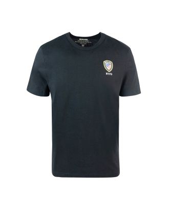 T-shirt nera in cotone con stampa logo mini scudetto
