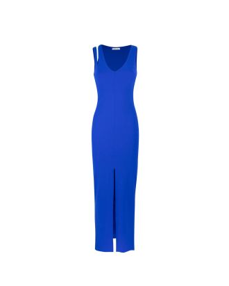 Blue cut-out fitted dress