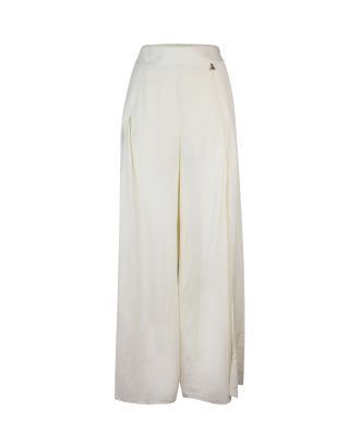 Ivory smocked trousers