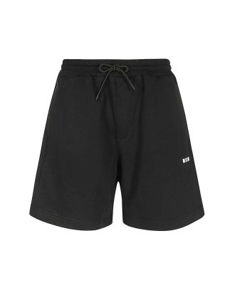 Black fleece Bermuda shorts with logo