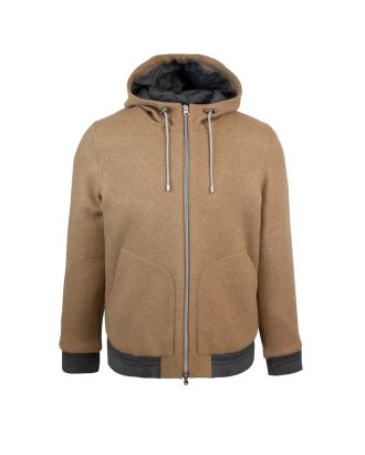 Bomber with hood in camel cloth