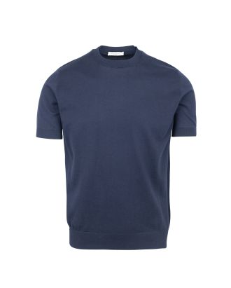 T-shirt in maglia fine blu navy