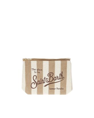 Aline clutch bag in beige striped terry cloth