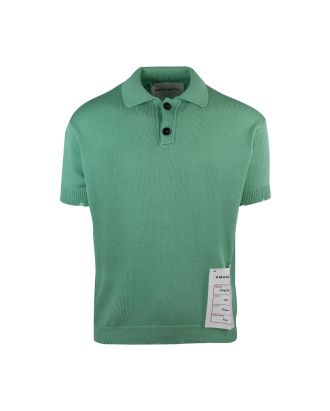 Green knitted polo shirt