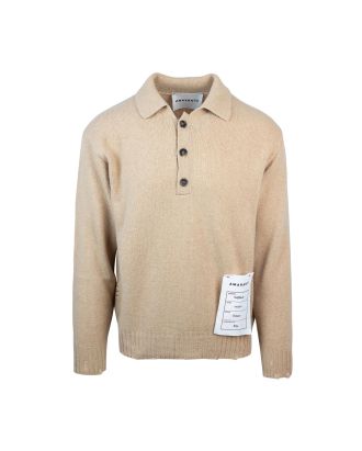 Hazelnut knitted polo shirt
