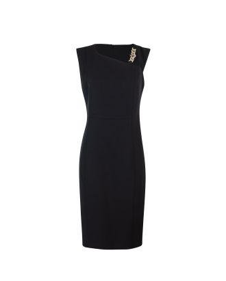 Cut-out sheath dress with applications