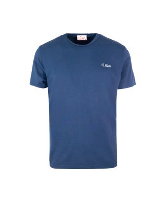 T-shirt Dover blu con ricamo logo