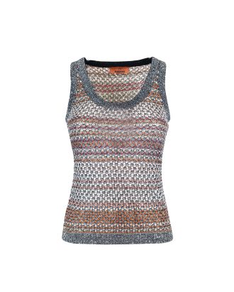 Mesh tank top with sequin application