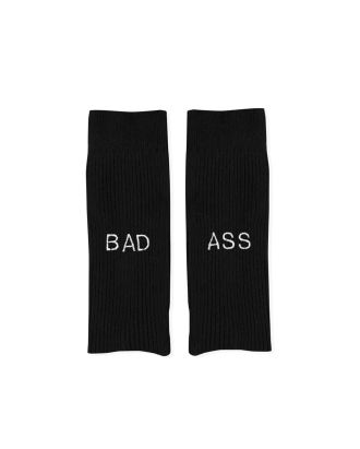 Black socks with "Bad Ass" embroidery