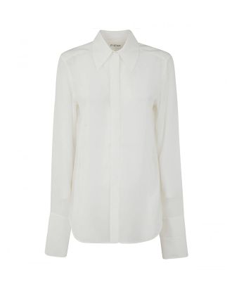 Fitted shirt in pure white silk