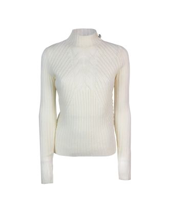 White woven sweater with jewel detail