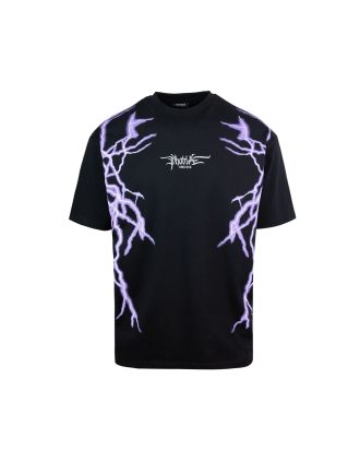 T-shirt nera Lightning viola