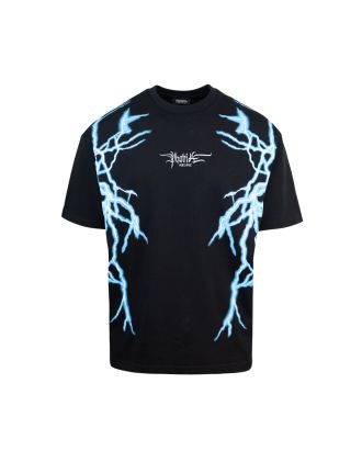 T-shirt nera Lightning azzurro