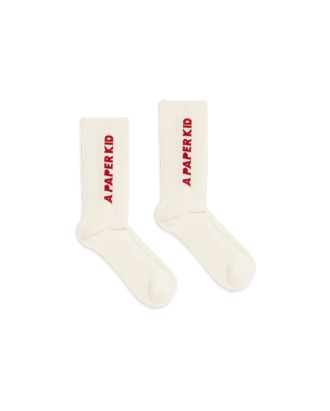 Cream socks with contrasting logo