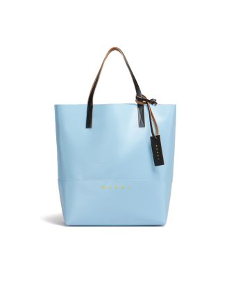 Light blue shopping bag with logo tag