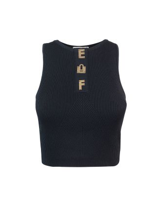 Cropped top in black lettering viscose