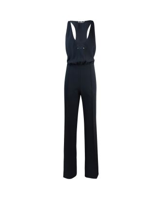 Crepe jumpsuit with logo print