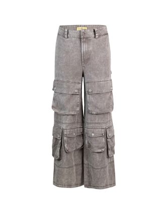 Pantalone Cargo relaxed fit grigio slavato