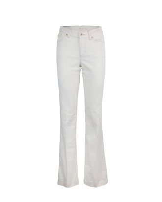 White wool flared trousers