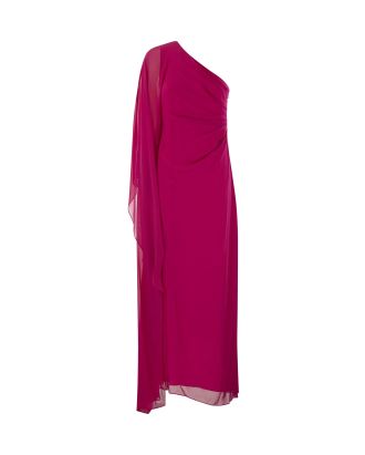 One-shoulder dress in washed silk