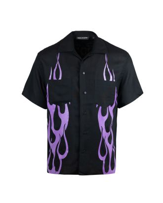 Bwling shirt with purple flames