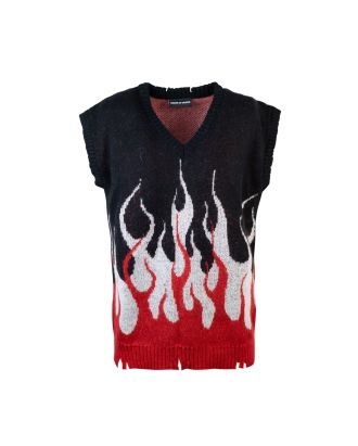Gilet White Red Flames