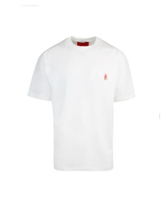 White crew-neck T-shirt with embroidered logo