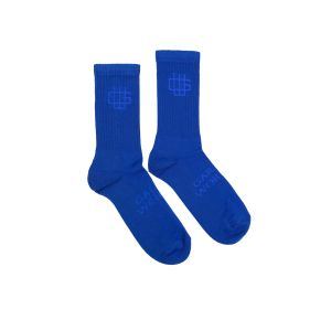 Blue socks with logo