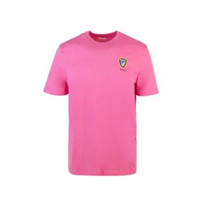 T-shirt rosa in cotone con stampa logo mini scudetto