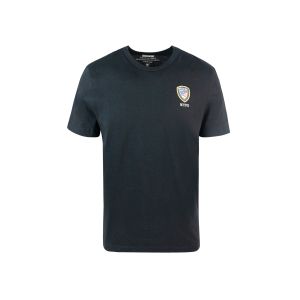 T-shirt nera in cotone con stampa logo mini scudetto