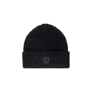 Ribbed hat with black logo