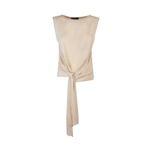 Top in jersey and crepe beige