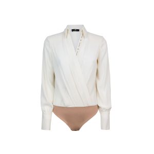 Cross-over georgette body shirt with logo ribbon