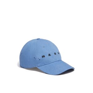 Cappello da baseball in denim blu ricamato