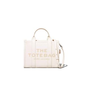The Leather Medium Tote Bag Cotton Silver