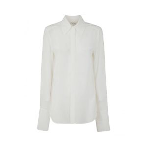 Camicia aderente in pura seta bianca