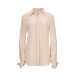 Fitted shirt in pure powder pink silk