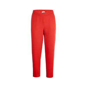 Red tapered trousers