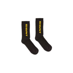 Black socks with contrasting logo