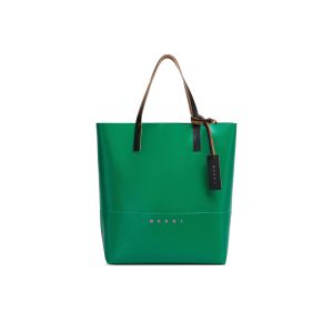 Green shopping bag with logo tag